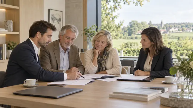 Sfeerbeeld van persoonlijk verkoopadvies rond de tafel