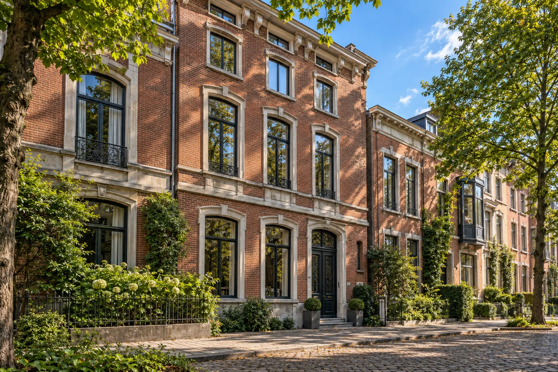 Stijlvolle bakstenen herenwoning aan een groene laan