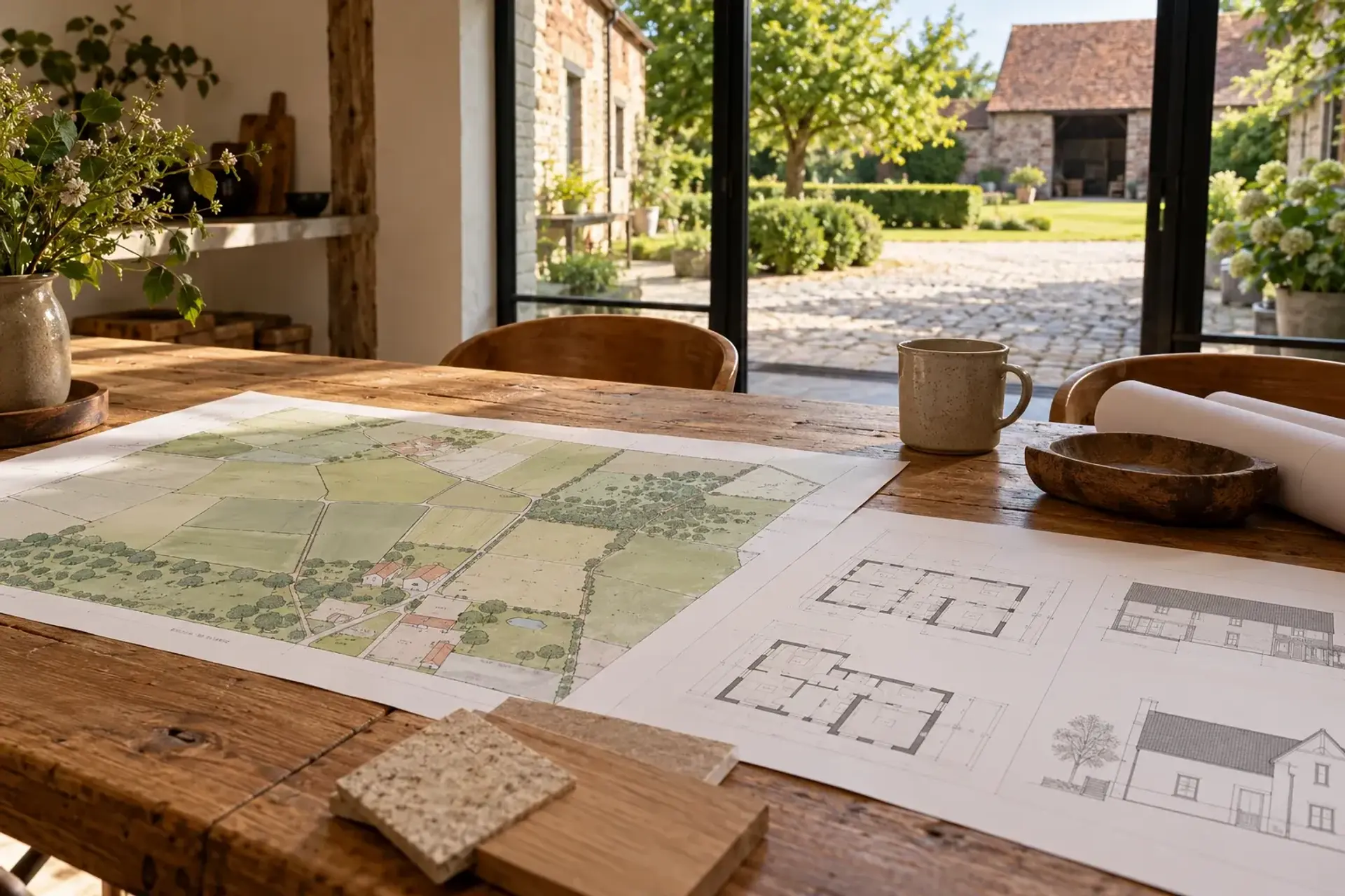 Perceelplan en documenten voor aangifte bij het kadaster; illustratief sfeerbeeld