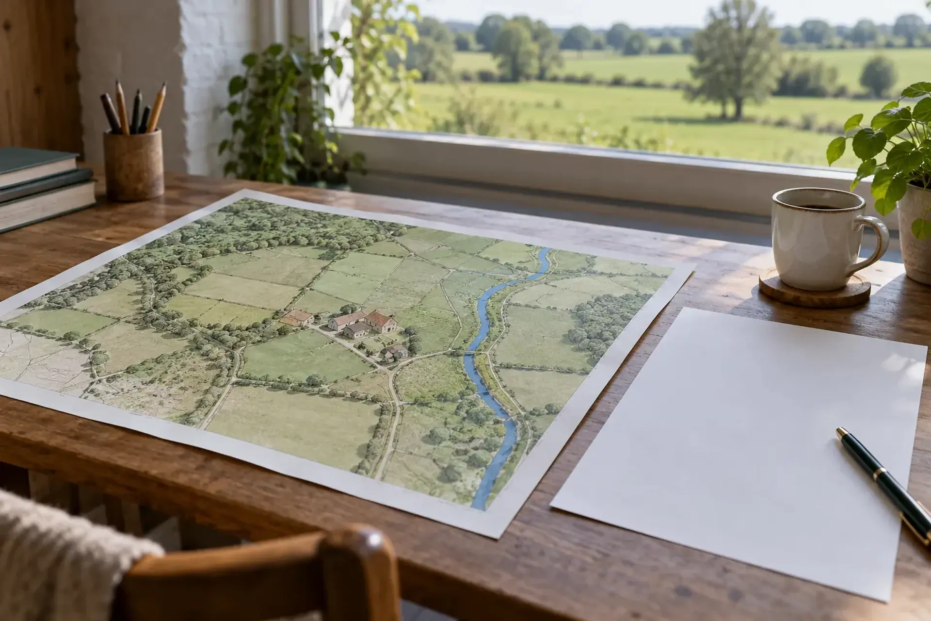 Illustratieve kaart van land en waterloop